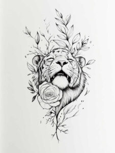 tiger-spiritual-motif – tattoo design ideas free ai generated – neotraditional-layered-fill – for-ankle – Gallery: tigers-inkby-ai