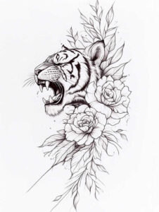 tiger-tattoo – tattoo design ideas free ai generated – realism-deep-shadows – for-elbow – Gallery: tigers-inkby-ai
