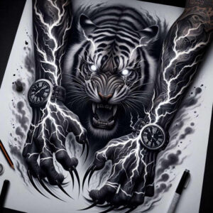 tiger-with-shading – tattoo design ideas free ai generated – realism-gentle-shadow – for-side-torso – Gallery: tigers-inkby-ai