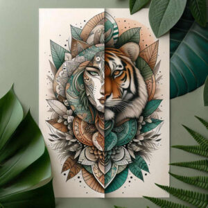 tribal-tiger – tattoo design ideas free ai generated – realism-inner-glow – for-hip – Gallery: tigers-inkby-ai