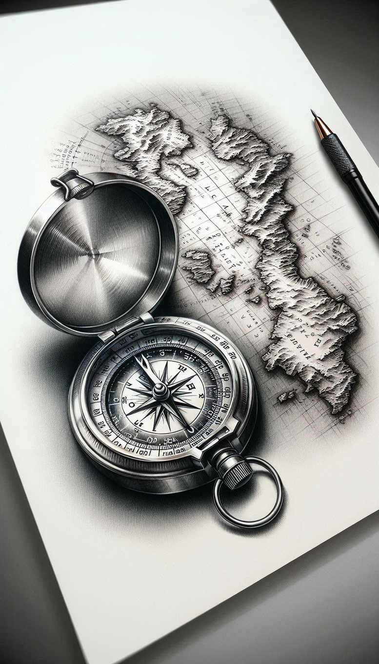 travels tattoo design ideas geometric antique compass symbolising resilience