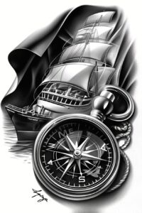 travels tattoo design ideas precise lines black compass shows courage