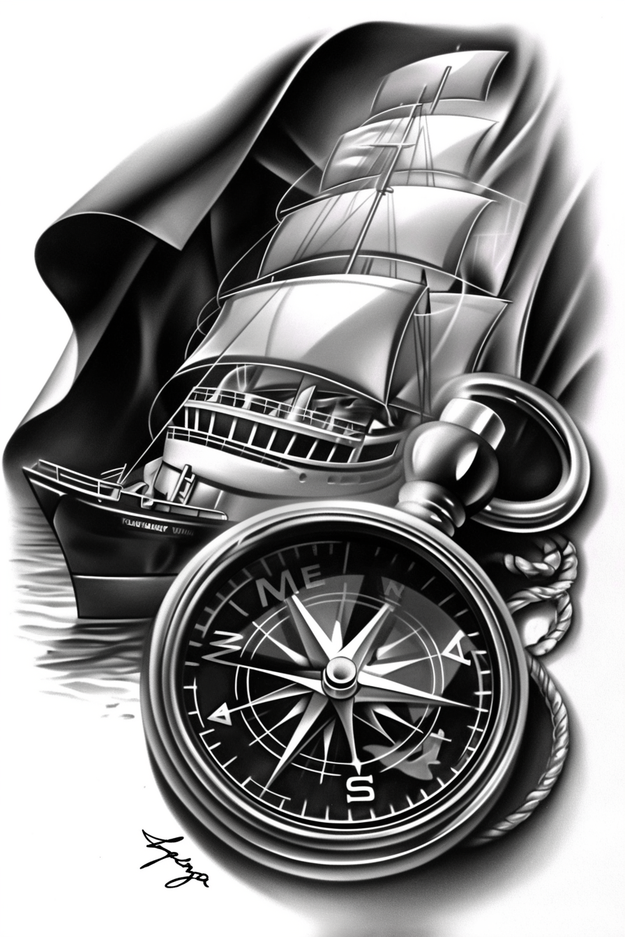 travels tattoo design ideas precise lines black compass shows courage