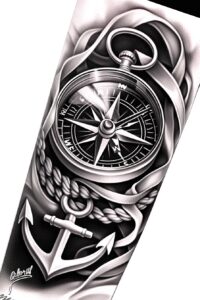travels tattoo design ideas Realism sharp focus cardinal compass meaning strength