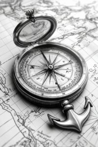 travels tattoo design ideas Realism realistic structure cardinal compass stands for determination