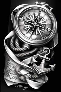 travels tattoo design ideas gradient fills compass ink symbolising strength