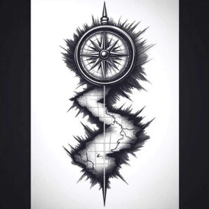 travels tattoo design ideas Realism natural look compass lines for abdomen