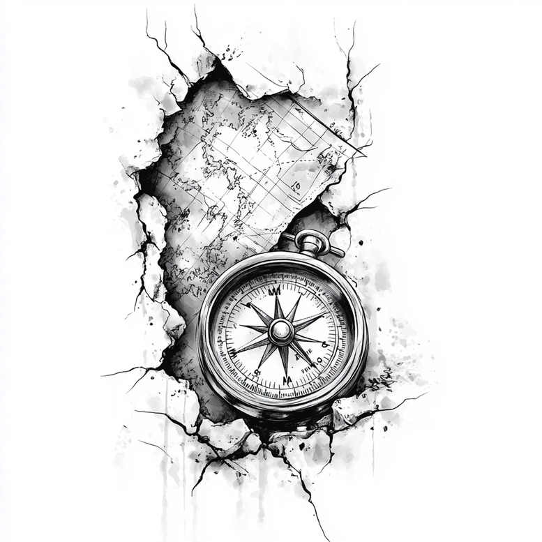 travels tattoo design ideas ethereal compass points embodying perseverance