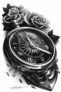 travels tattoo design ideas Surrealism enigmatic compass rose tattoo strength and power