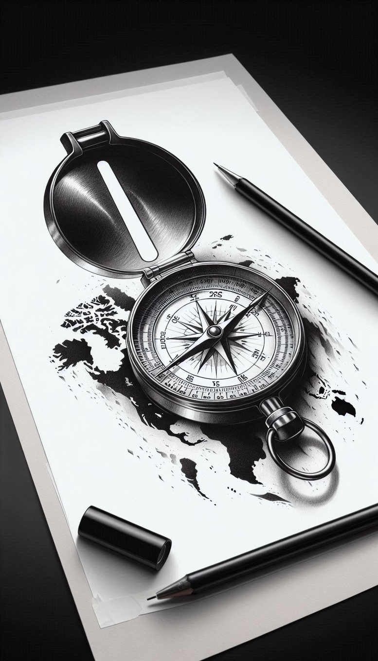 travels tattoo design ideas Surrealism otherworldly compass tattoo for biceps