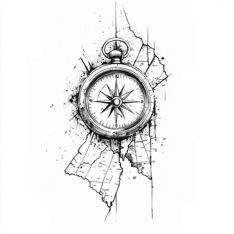 travels tattoo design ideas crisp lines compass tattoo for lower chest