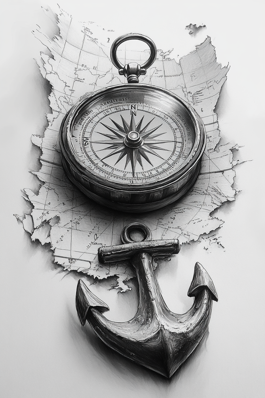 travels tattoo design ideas bold magnetic direction shows courage