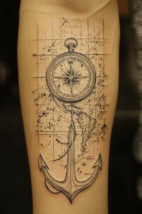 travels tattoo design ideas deep blacks modern compass for upper arm