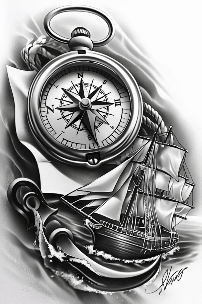 travels tattoo design ideas pure shape scenic mark for lower thigh
