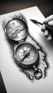 travels tattoo design ideas glowing symbolic compass shows endurance