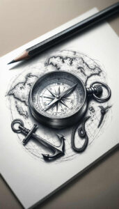 travels tattoo design ideas metallic symbolic compass symbolising perseverance