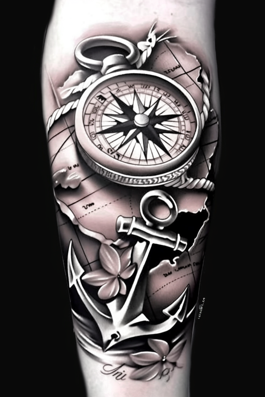 travels tattoo design ideas artistic flair travel compass for spine