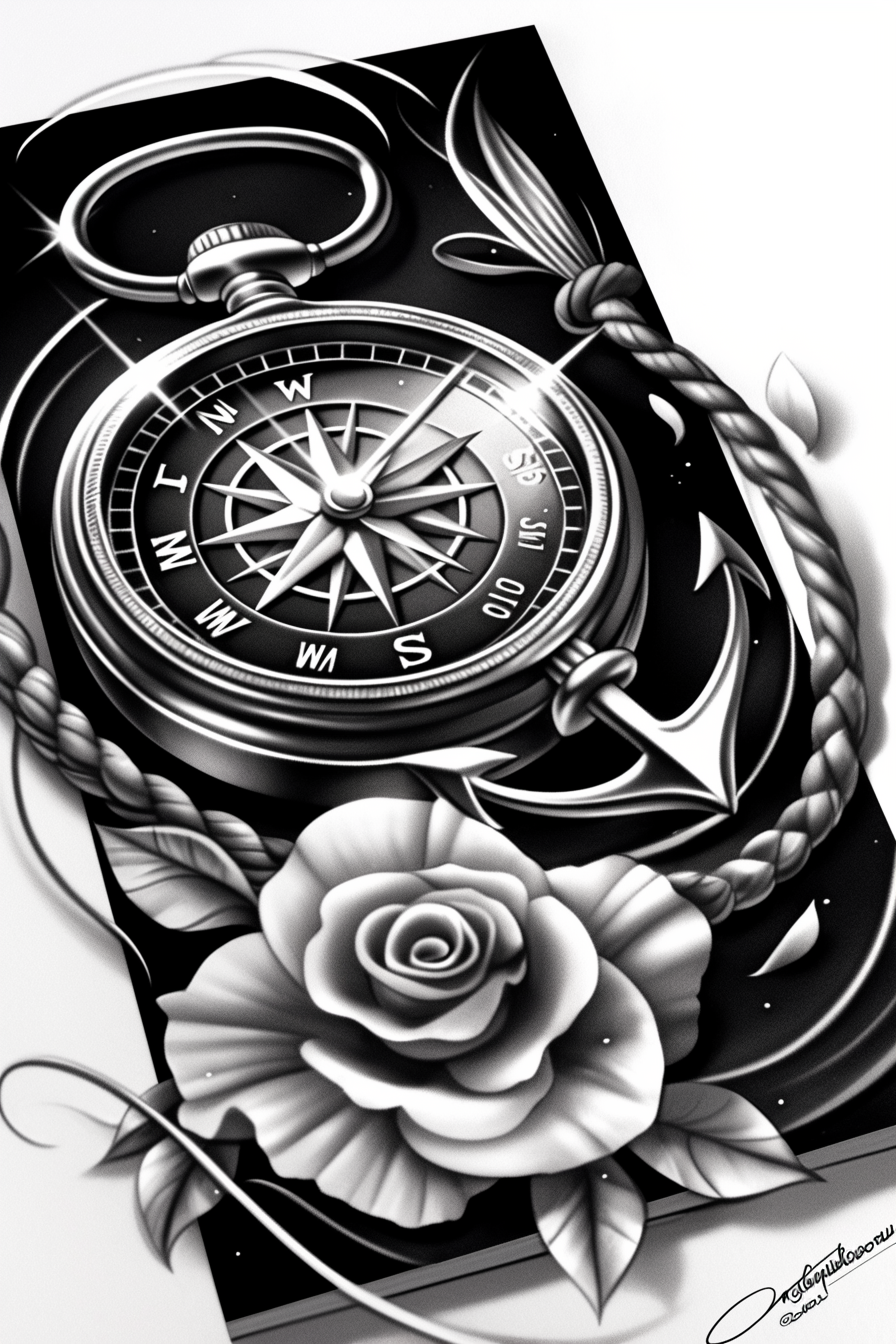 travels tattoo design ideas true-to-life vintage compass for lower thigh