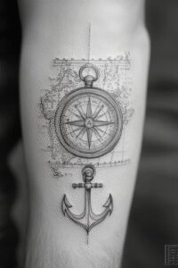 travels tattoo design ideas soft shadows wind rose shows strength