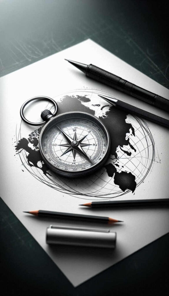 world-discovery-neotraditional-intricate-shading-for-calf – tattoo design ideas free ai generated – Gallery: travels-inkby-ai