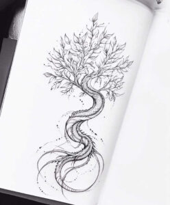 tree-geometric-detail-surrealism-unreal-light-for-hip – tattoo design ideas free ai generated – Gallery: trees-inkby-ai