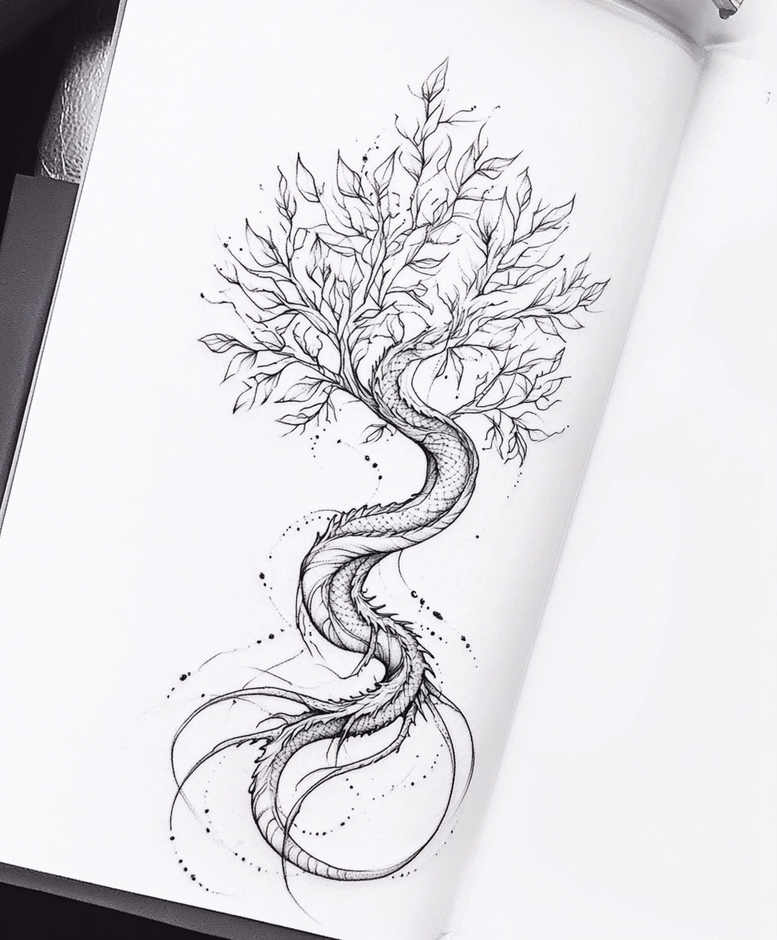 tree-geometric-detail-surrealism-unreal-light-for-hip – tattoo design ideas free ai generated – Gallery: trees-inkby-ai