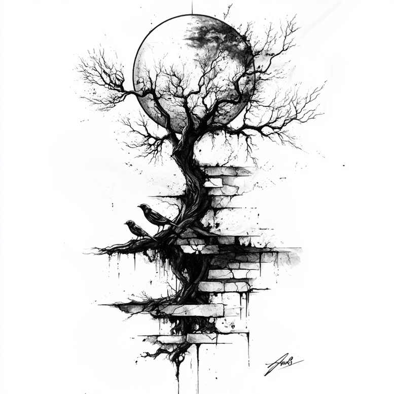trees tattoo design ideas Surrealism dreamscape ancient wood for hand