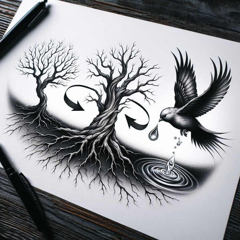 trees tattoo design ideas bright color branching life for triceps