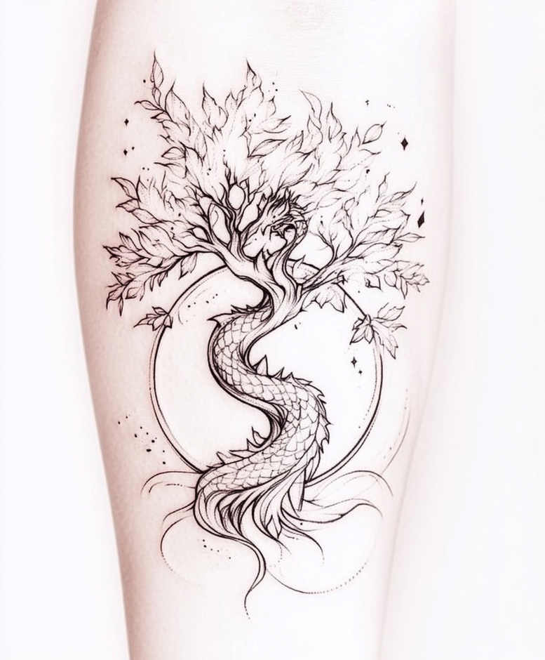 trees tattoo design ideas realistic movement canopy spread for lower chest