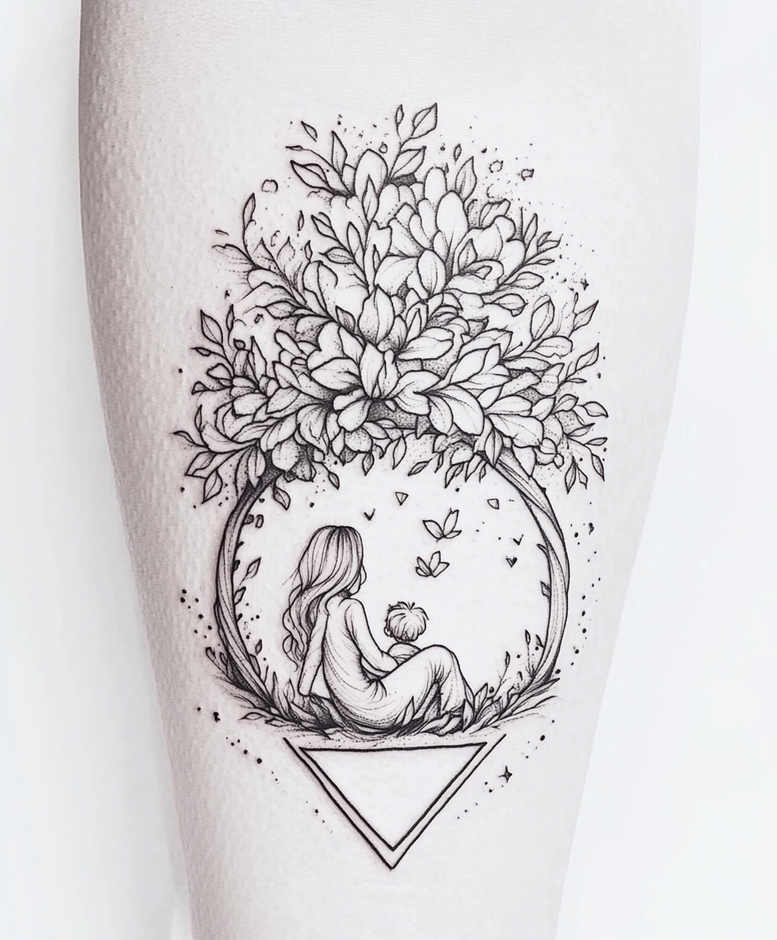 trees tattoo design ideas hyper-detailed seasonal change for thigh