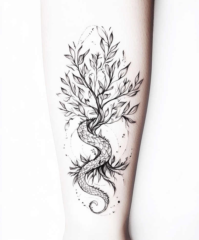 trees tattoo design ideas Realism micro detail stability mark symbolising perseverance