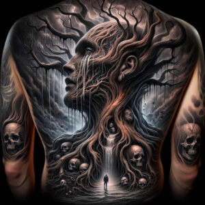 trees tattoo design ideas Neotraditional balanced tones tree symmetry symbol of endurance