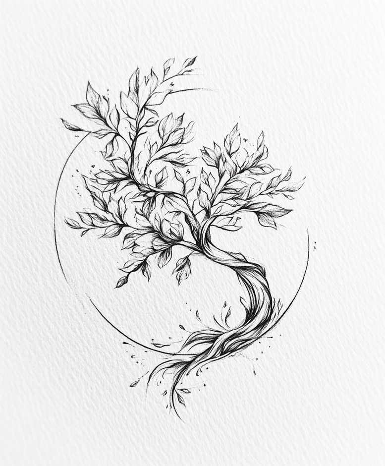 tree-with-waves-neotraditional-bold-outline-for-lower-leg – tattoo design ideas free ai generated – Gallery: trees-inkby-ai