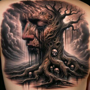 abstract-tree-surrealism-symbolic-for-lower-back – tattoo design ideas free ai generated – Gallery: trees-inkby-ai