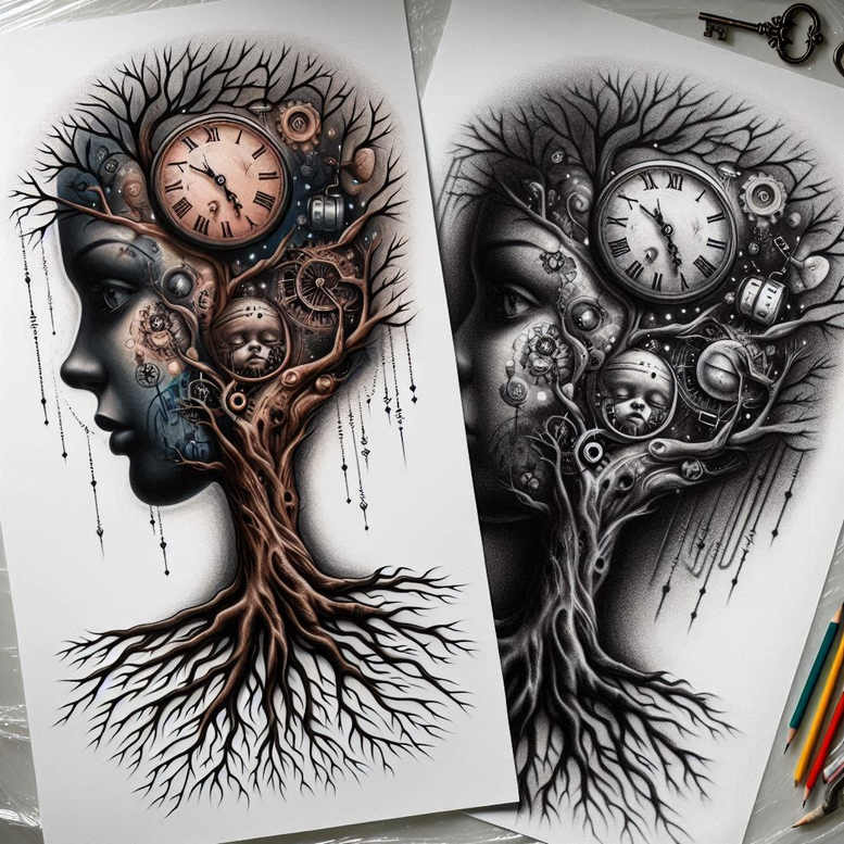 abstract-tree-surrealism-ghostly-shapes-for-palm – tattoo design ideas free ai generated – Gallery: trees-inkby-ai