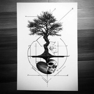 abstract-tree-neotraditional-dynamic-color-for-back – tattoo design ideas free ai generated – Gallery: trees-inkby-ai
