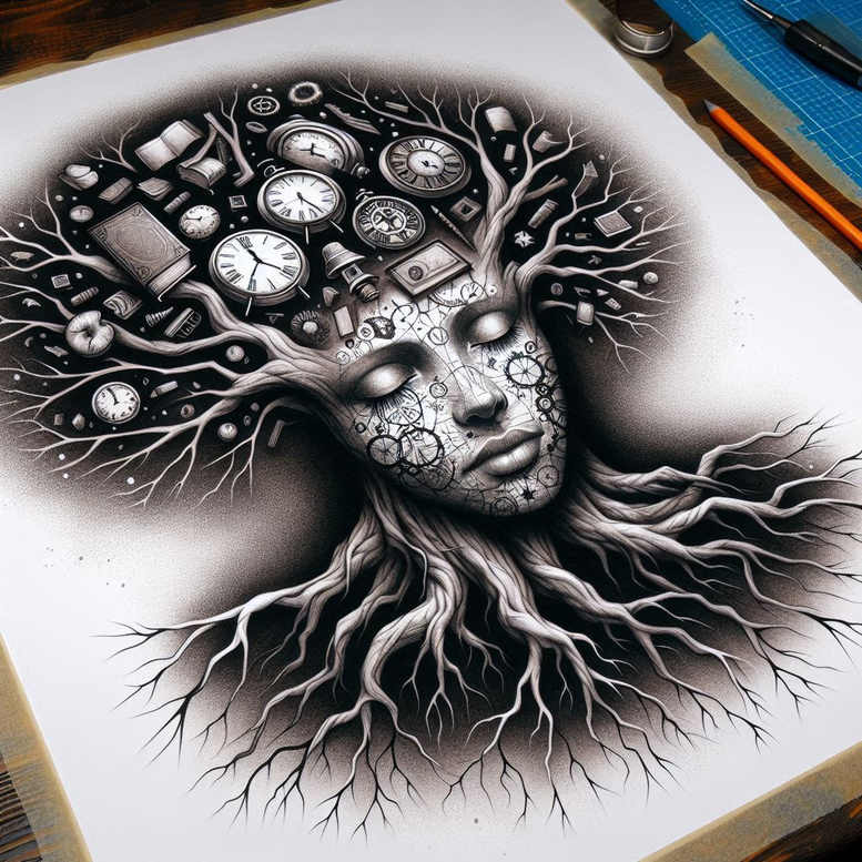 tree-tattoo-surrealism-visual-paradox-for-wrist-side – tattoo design ideas free ai generated – Gallery: trees-inkby-ai