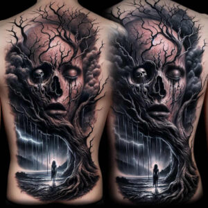 tree-nature-motif-realism-textured-skin-for-upper-chest – tattoo design ideas free ai generated – Gallery: trees-inkby-ai