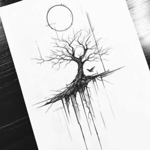 tree-harmony-motif-neotraditional-modern-classic-for-calf – tattoo design ideas free ai generated – Gallery: trees-inkby-ai