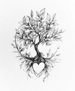 minimalist-tree-tattoo-surrealism-distorted-perspective-for-chest – tattoo design ideas free ai generated – Gallery: trees-inkby-ai
