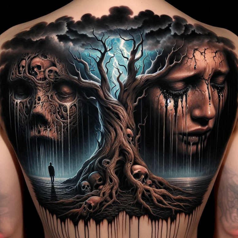 tree-with-light-effect-realism-ink-layering-for-toe – tattoo design ideas free ai generated – Gallery: trees-inkby-ai