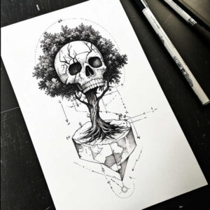 tree-geometric-detail-neotraditional-bold-highlights-for-collarbone – tattoo design ideas free ai generated – Gallery: trees-inkby-ai