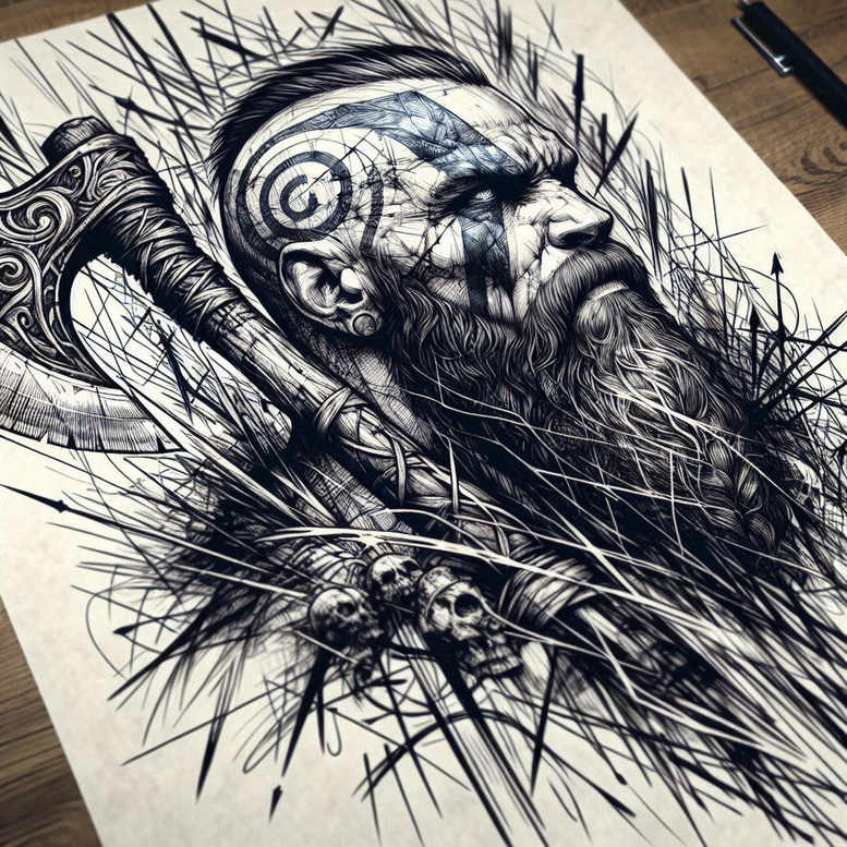 vikings tattoo design ideas strong contrast horned helmet endurance and power