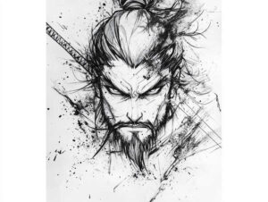 warriors-asia tattoo design ideas Realim light and shadow play honor stance represents courage