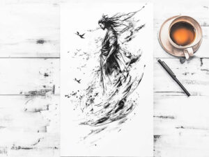 warriors-asia tattoo design ideas Surrealism symbolic motifs katana detail for shin