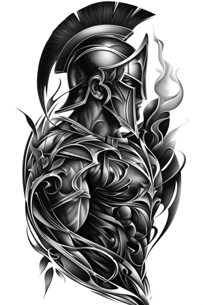 warrior-battle-motif-neotraditional-classic-motifs-for-lower-leg – tattoo design ideas free ai generated – Gallery: warriors-greece-inkby-ai