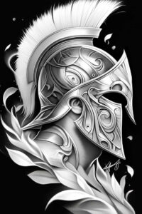 warriors-greece tattoo design ideas bold outline gladiator duel symbol of resilience