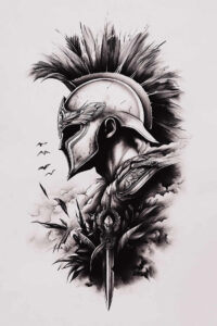 spartans-realism-life-like-for-sternum – tattoo design ideas free ai generated – Gallery: warriors-greece-inkby-ai