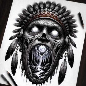 protection-motif-tattoo-surrealism-blurred-edges-for-back-shoulder – tattoo design ideas free ai generated – Gallery: warriors-native-american-inkby-ai