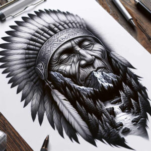 flowing-line-tattoo-neotraditional-layered-fill-for-inner-arm – tattoo design ideas free ai generated – Gallery: warriors-native-american-inkby-ai